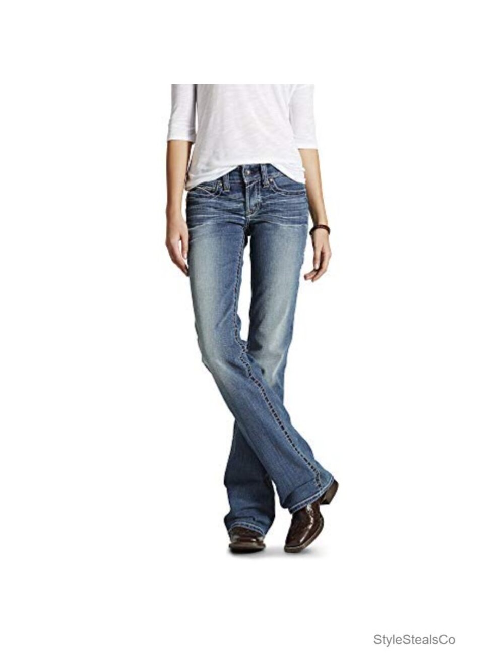 Women's Mid Rise Boot Cut Jeans Performance Stretch Denim Western